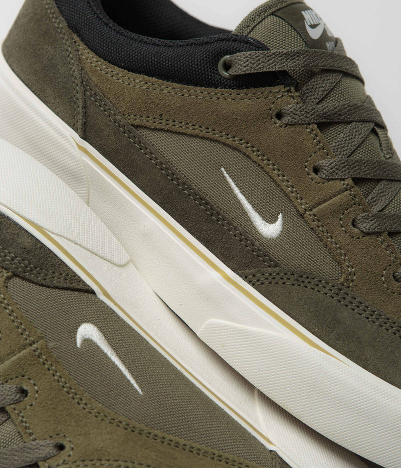 Nike SB Malor Shoes in Medium Olive and Sail and Cargo Khaki - Black