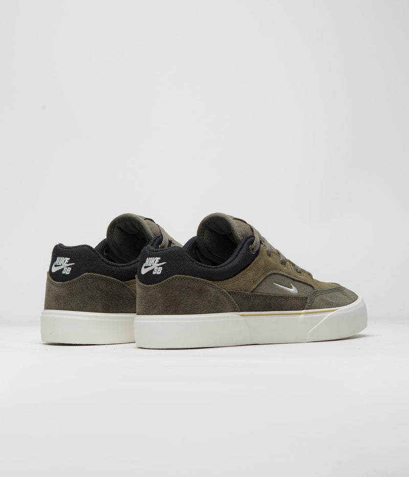 Nike SB Malor Shoes in Medium Olive and Sail and Cargo Khaki - Black
