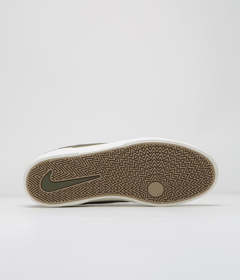 Nike SB Malor Shoes in Medium Olive and Sail and Cargo Khaki - Black