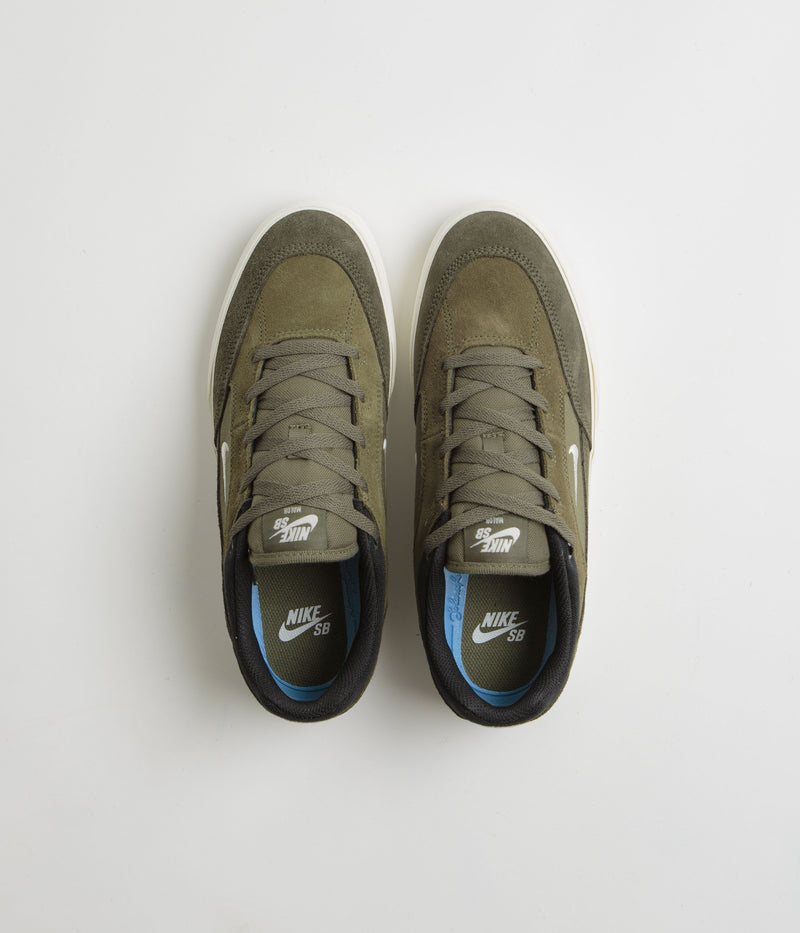 Nike SB Malor Shoes in Medium Olive and Sail and Cargo Khaki - Black