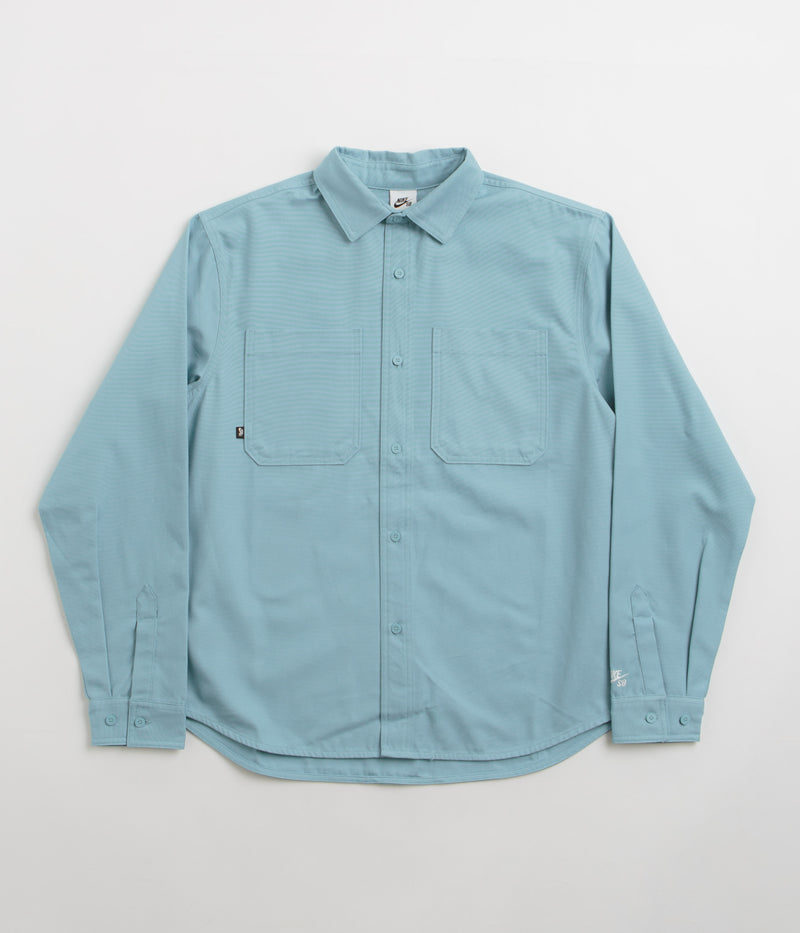 Nike SB New Essential Woven Shirt in Denim Turquoise and White