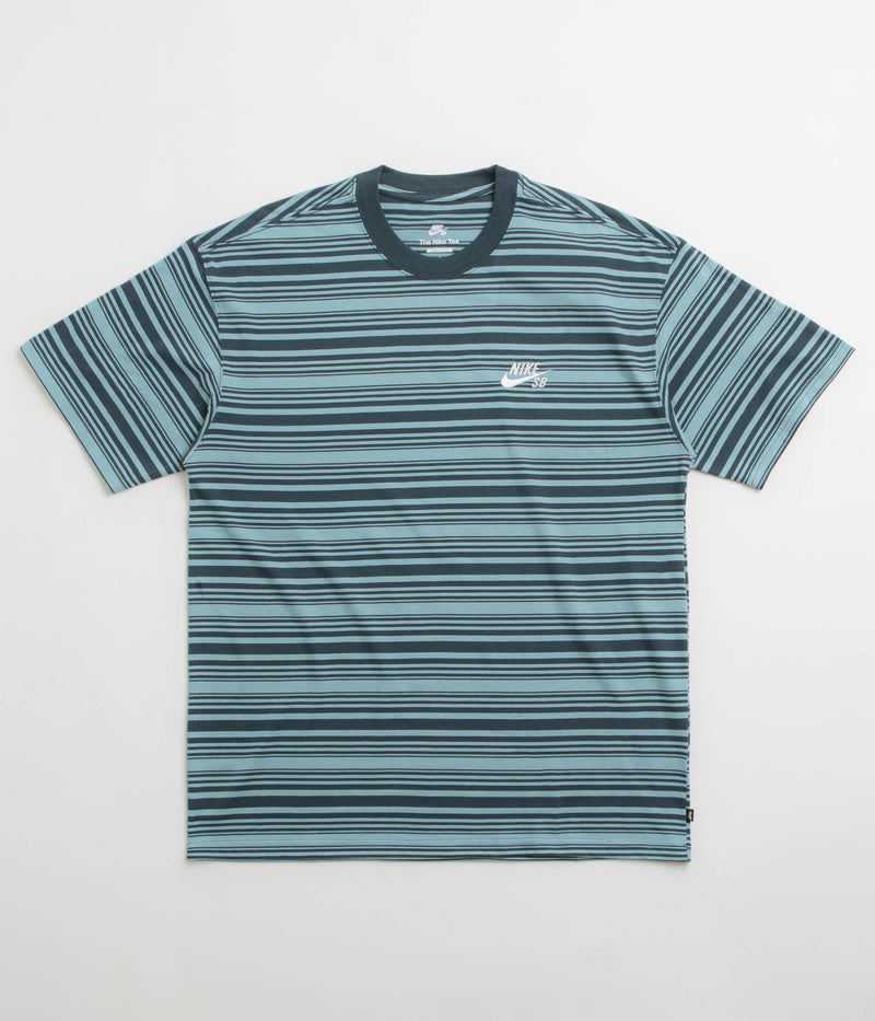 Nike SB Striped T-Shirt in Denim Turquoise
