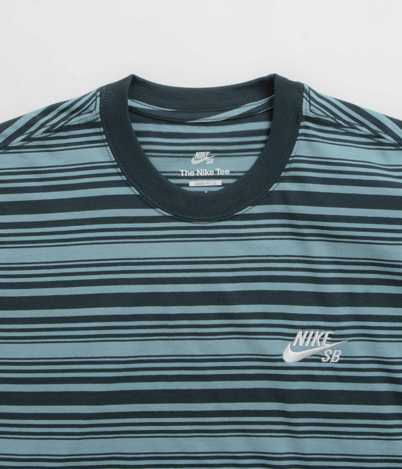 Nike SB Striped T-Shirt in Denim Turquoise