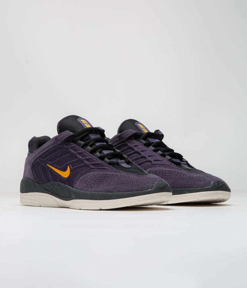 Nike SB Vertebrae Shoes in Dark Raisin and University Gold and Black