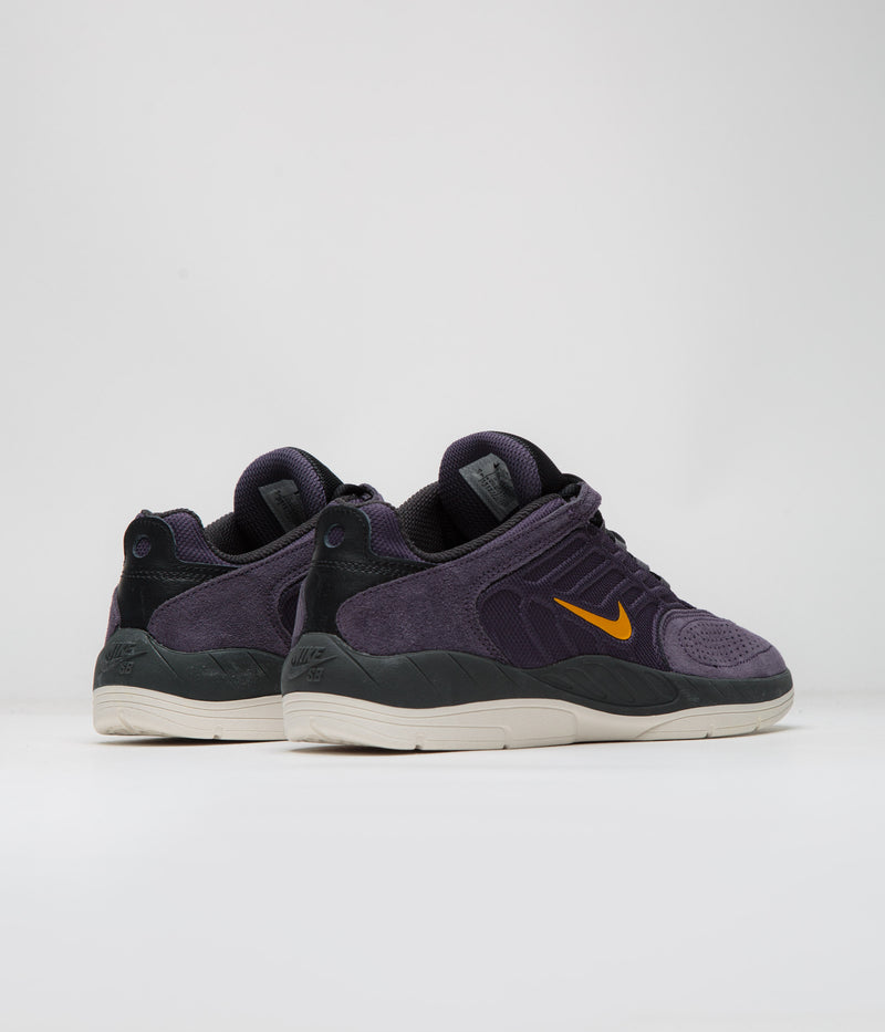 Nike SB Vertebrae Shoes in Dark Raisin and University Gold and Black