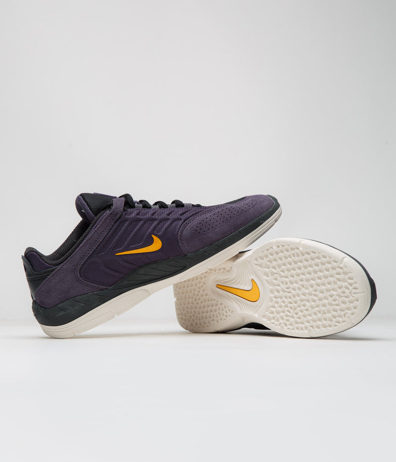 Nike SB Vertebrae Shoes in Dark Raisin and University Gold and Black