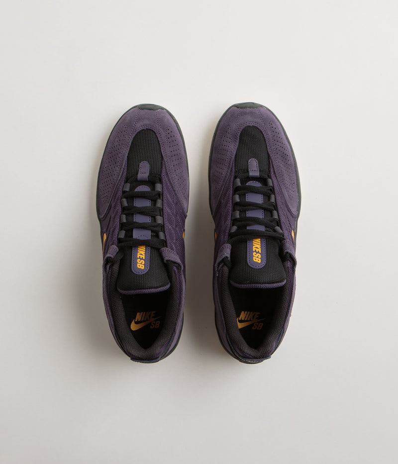 Nike SB Vertebrae Shoes in Dark Raisin and University Gold and Black