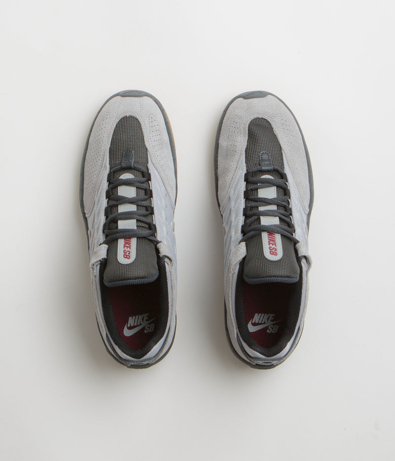Nike SB Vertebrae Shoes in Light Smoke Grey and Dark Team Red