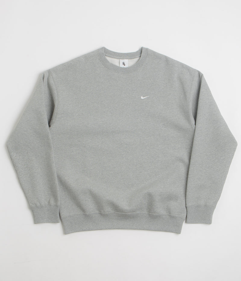 Nike Solo Swoosh Crewneck Sweatshirt in Dark Grey Heather and White