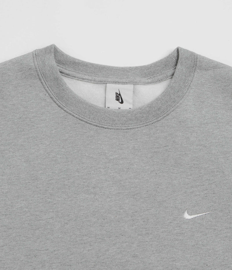 Nike Solo Swoosh Crewneck Sweatshirt in Dark Grey Heather and White
