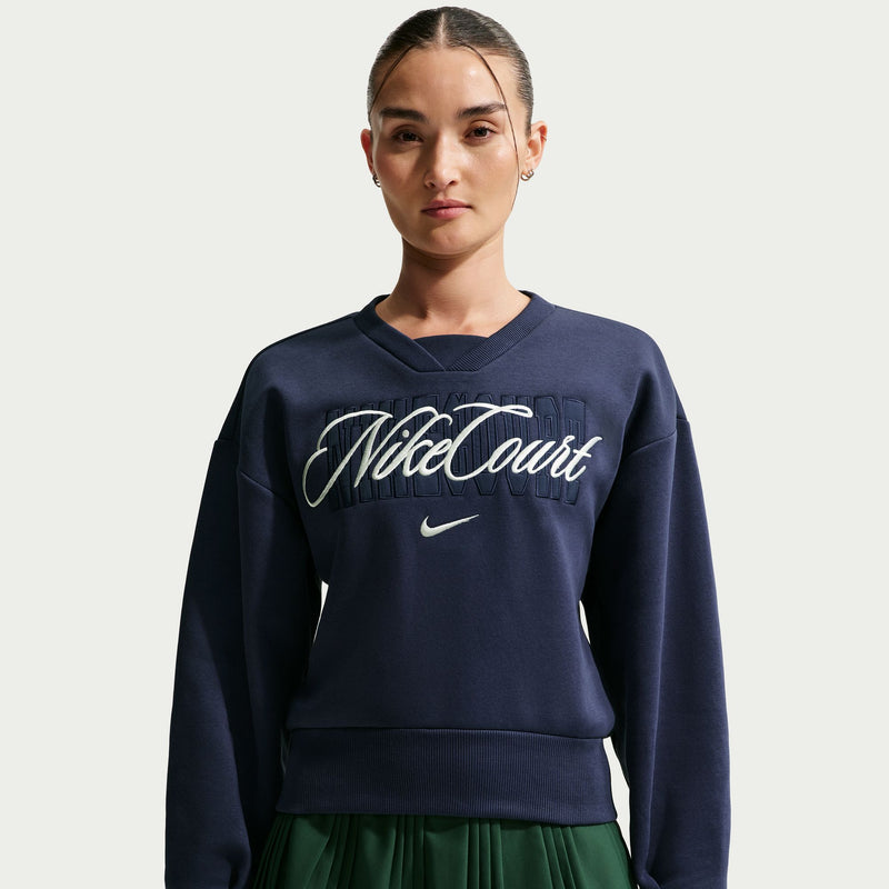 NikeCourt collectie Tennis top met ronde hals voor dames in Midnight Navy/Sail