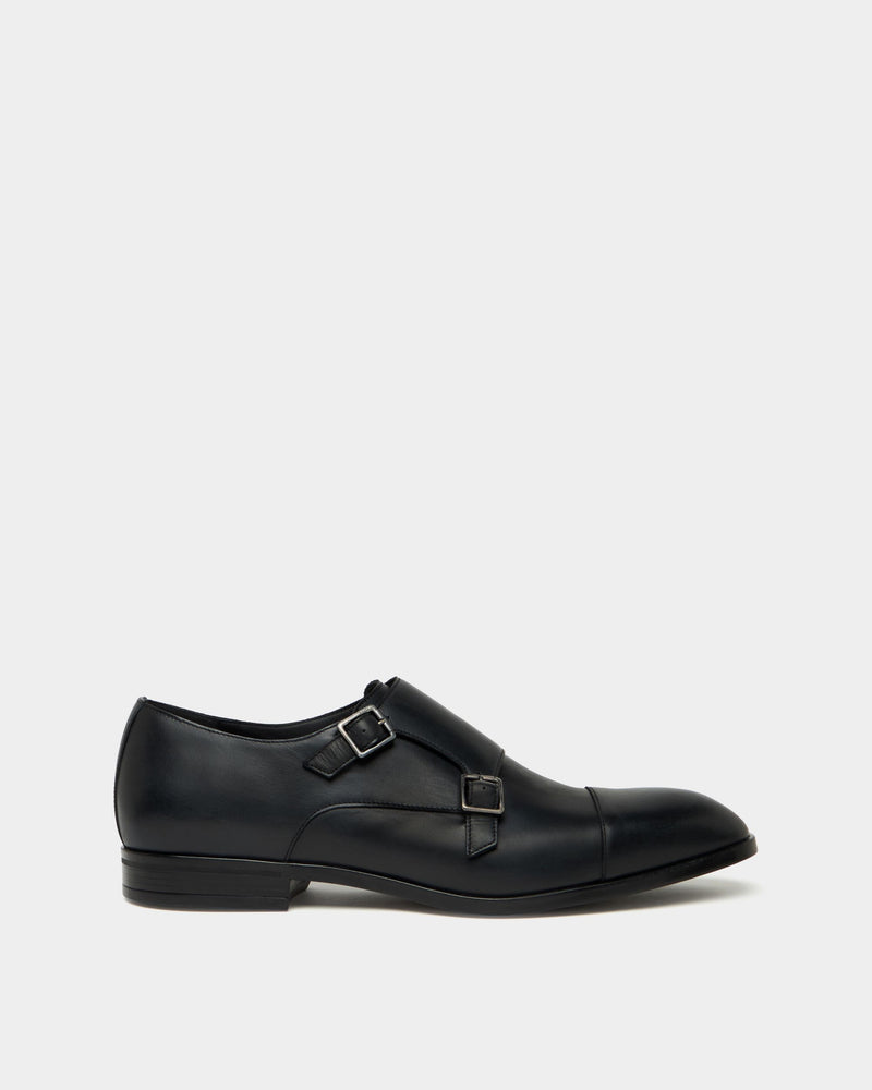 Onizy Double Monk Strap In Black Leather