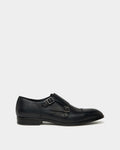 Onizy Double Monk Strap In Black Leather