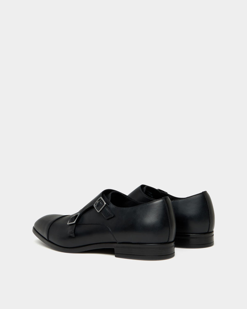 Onizy Double Monk Strap In Black Leather
