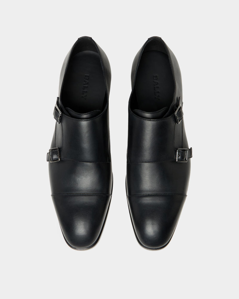 Onizy Double Monk Strap In Black Leather