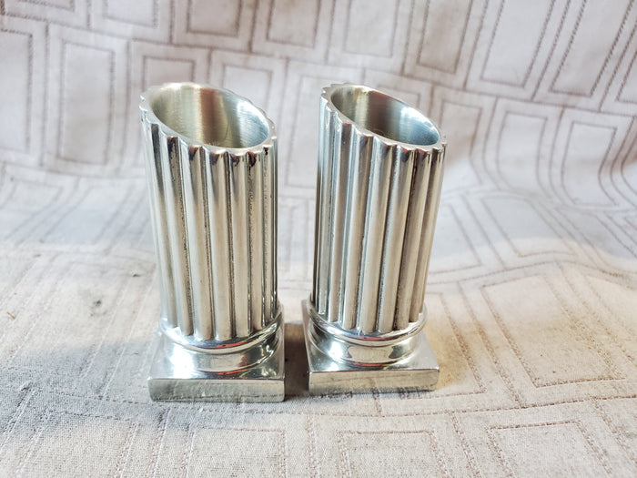 Pair of Small Metal Tapered Candle Holders