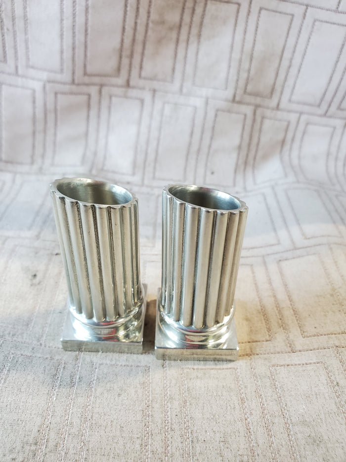 Pair of Small Metal Tapered Candle Holders