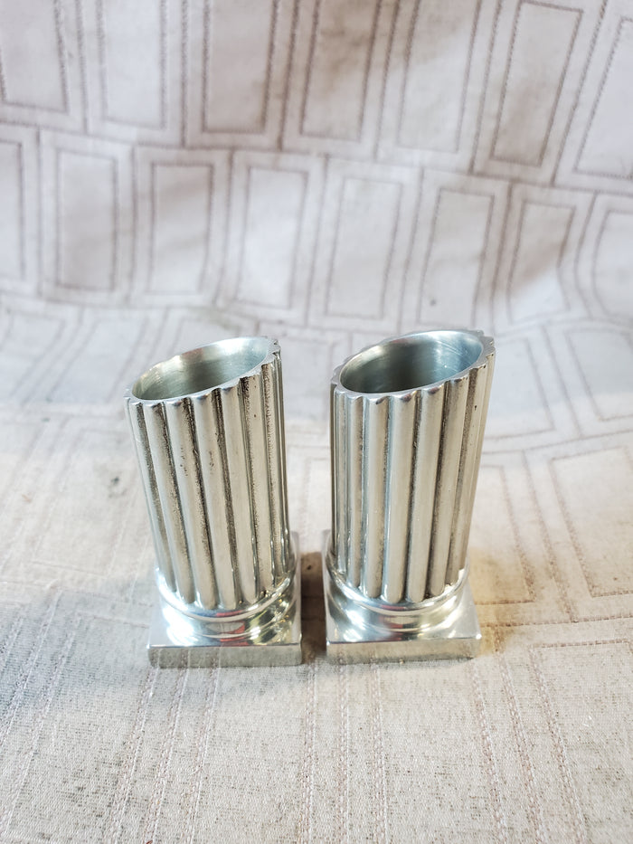 Pair of Small Metal Tapered Candle Holders