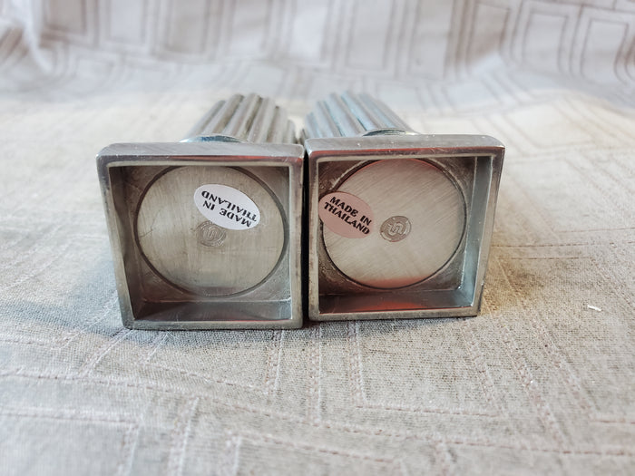 Pair of Small Metal Tapered Candle Holders