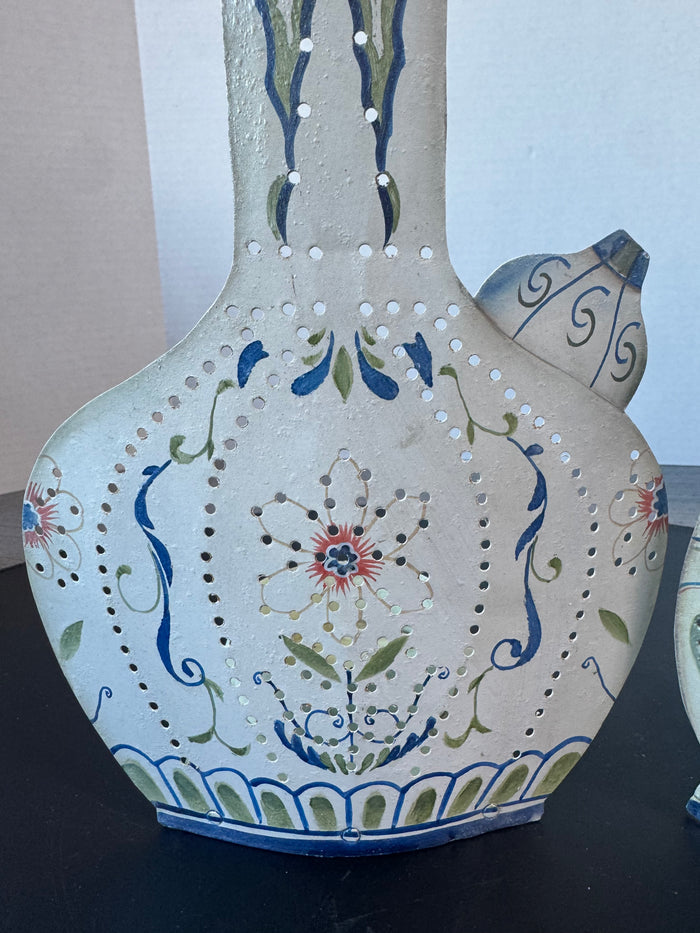 Pair of Villeroy & Boch Punched Metal Candle Luminaries (B)