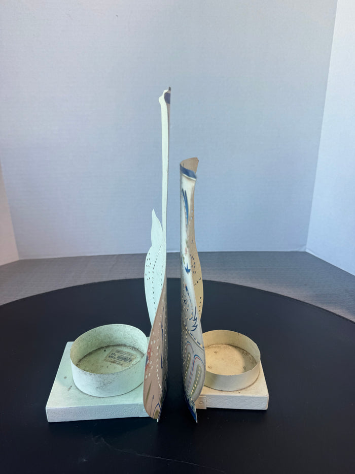 Pair of Villeroy & Boch Punched Metal Candle Luminaries (B)