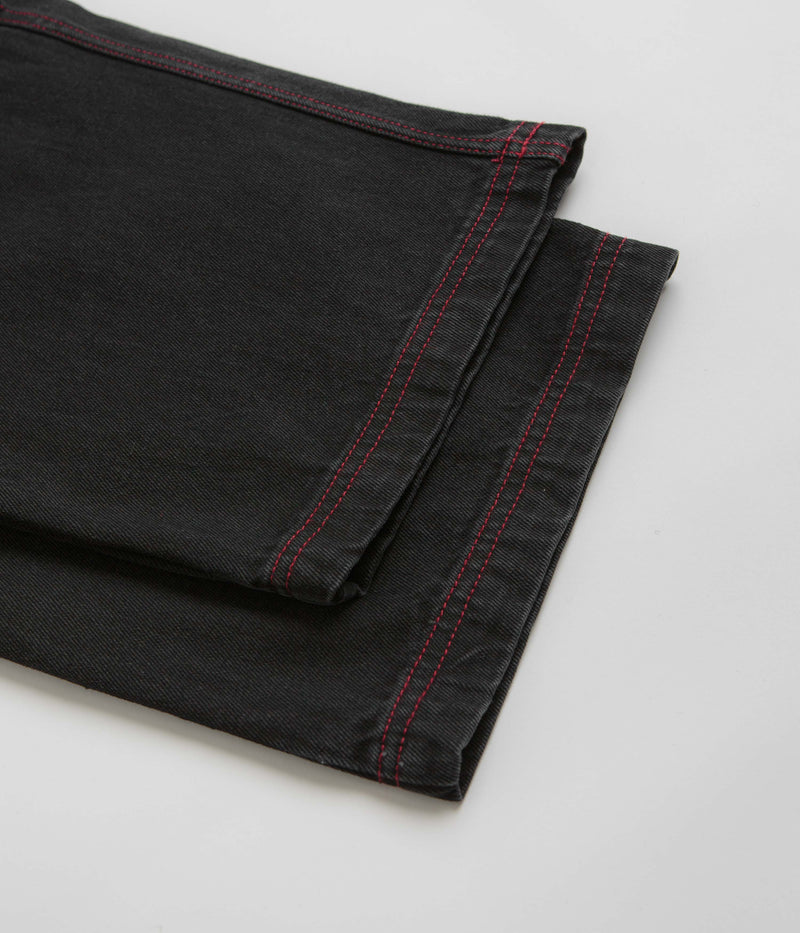 Poetic Collective Denim Sculptor Pants in Black and Red Stitch