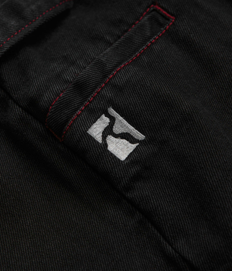 Poetic Collective Denim Sculptor Pants in Black and Red Stitch