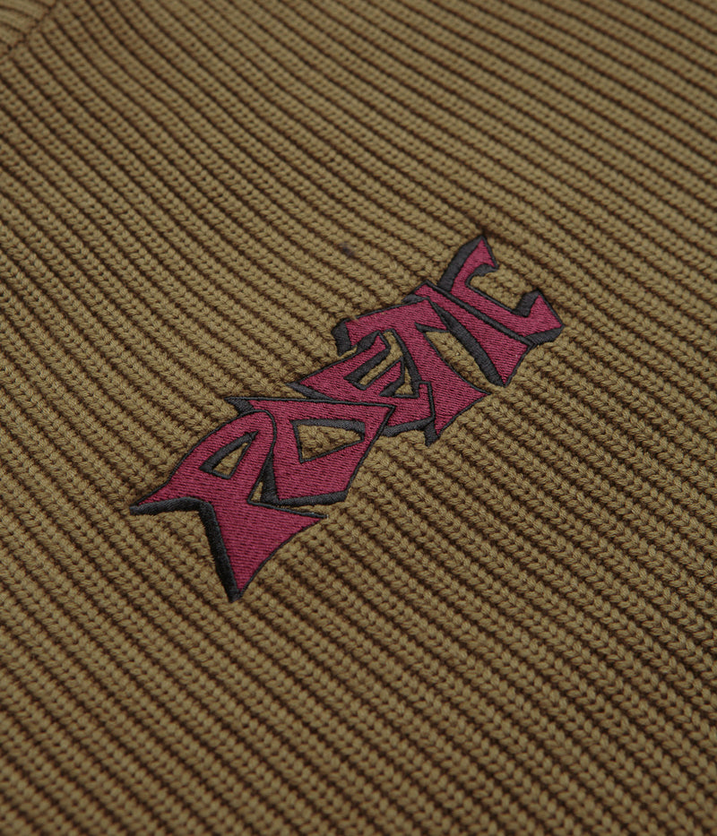 Poetic Collective Graff Knitted Crewneck Sweatshirt in Brown
