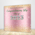 Pretty in Pink and Green Graduation Party Backdrop-ubackdrop