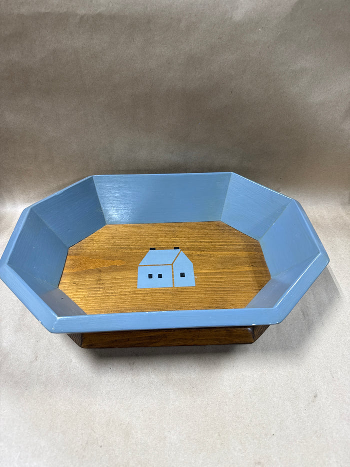 Primitive Folk Art Wooden Painted Tray - J. Skidd