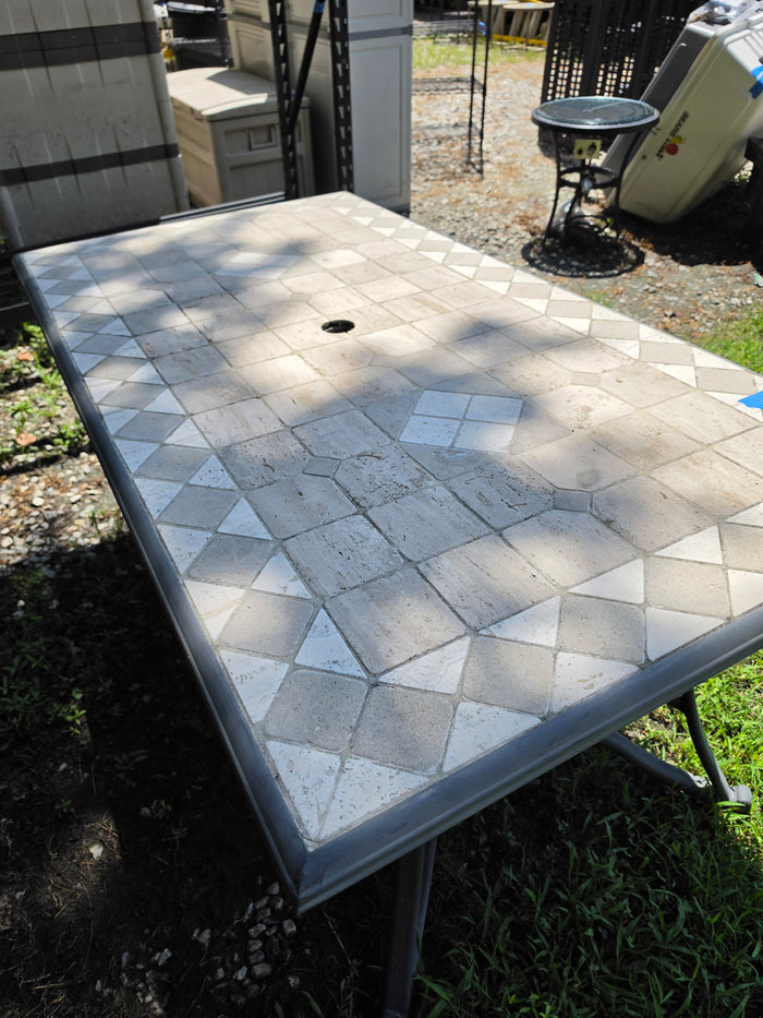 Rectangular Patio Table, Aluminum Frame w/Mosaic Tile Top