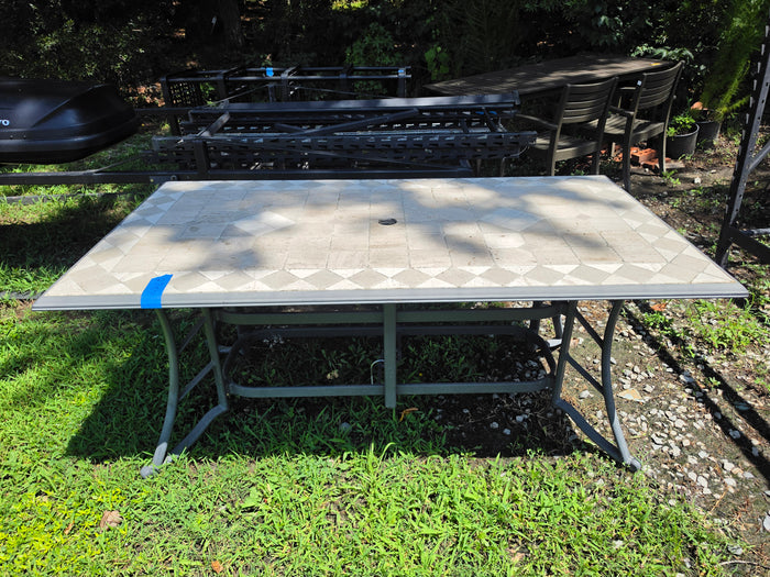 Rectangular Patio Table, Aluminum Frame w/Mosaic Tile Top