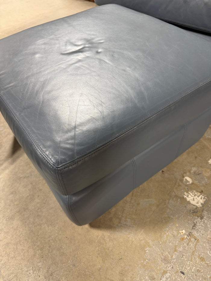 Retro Blue Chair and Ottoman