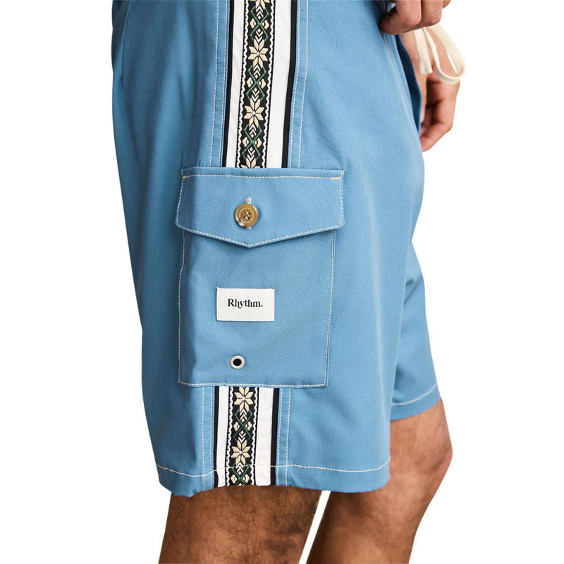 Rhythm Panel Stripe Boardshorts - Mineral Blue