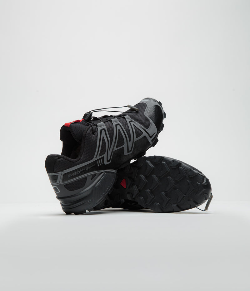 Salomon Speedcross 3 GTX Shoes in Black and Asphalt / Flame Scarlet