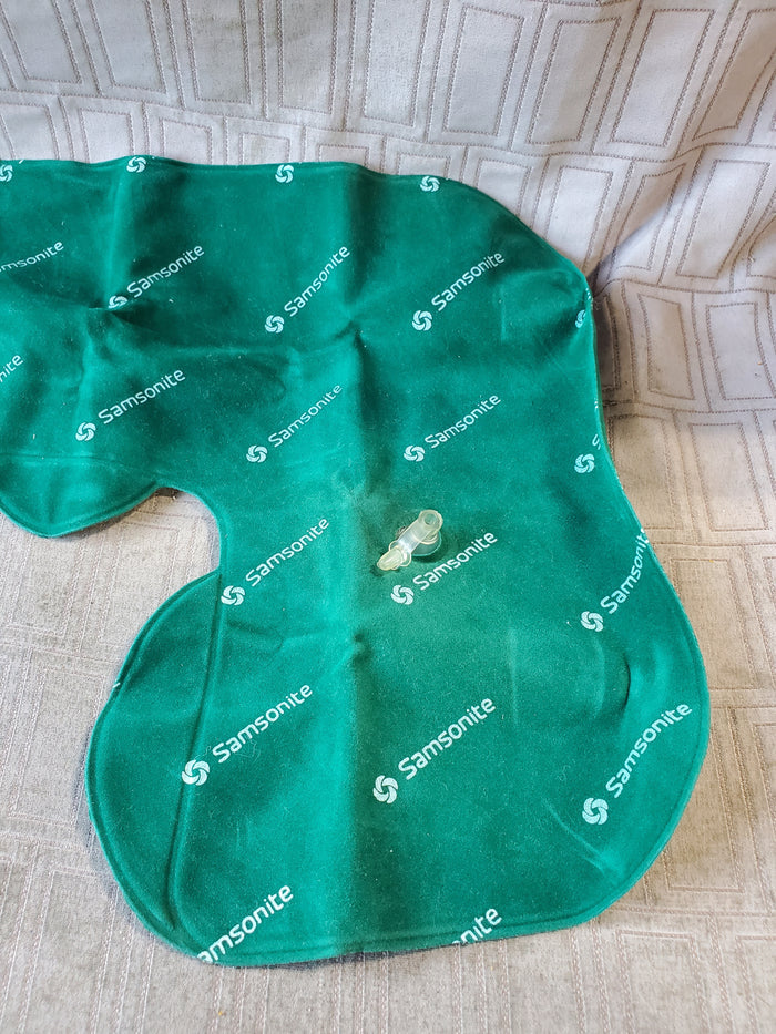 Samsonite Green Suede Inflatable Travel Neck Pillow