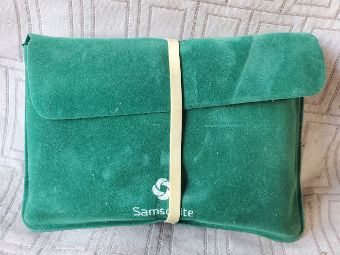 Samsonite Green Suede Inflatable Travel Neck Pillow