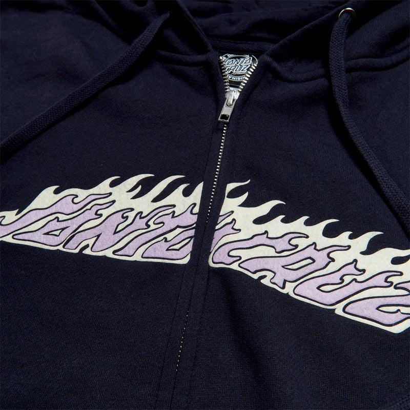 Santa Cruz Womens Flame Strip Center Zip Hoodie - Navy
