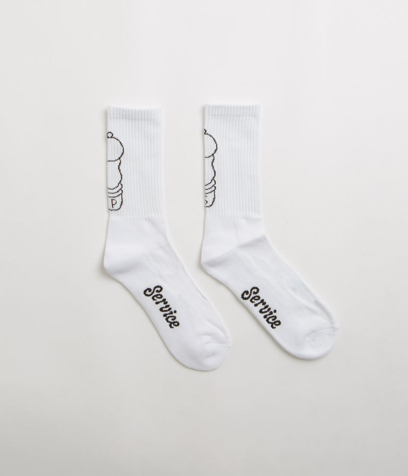 Service Works Salt + Pepper Socks in White