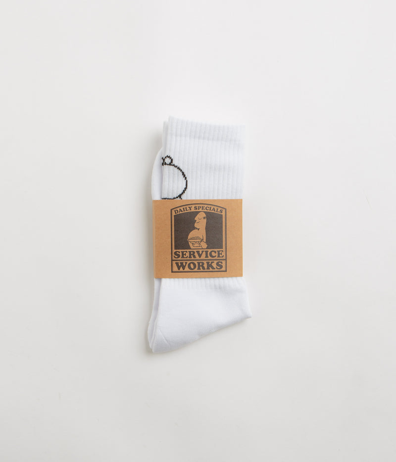 Service Works Salt + Pepper Socks in White