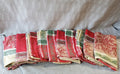 Set of 10 Red, Green, White, and Gold Holly Fabric Napkins