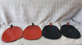 Set of 4 Red and Black Lacquerware Fan Shaped Plates