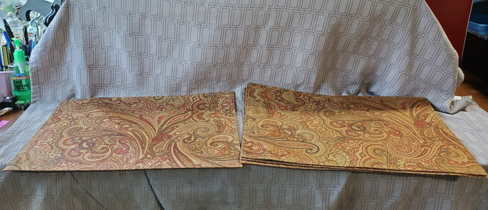 Set of 4 Red, Green, and Yellow Paisley Fabric Placemats