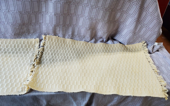 Set of 5 Cream Colored Woven Fabric Placemats