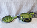 Set of 6 Green Glazed Ceramic Escargot Dishes