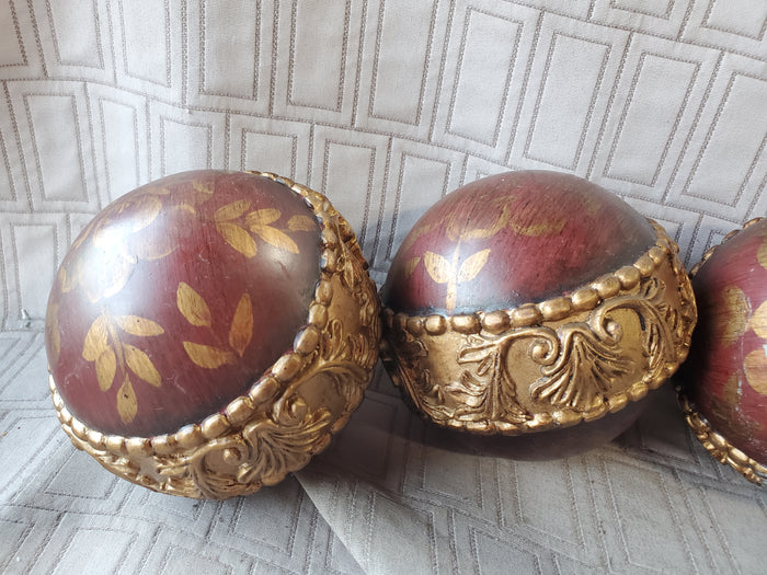 Set of 9 Resin Ornate Decorative Spheres