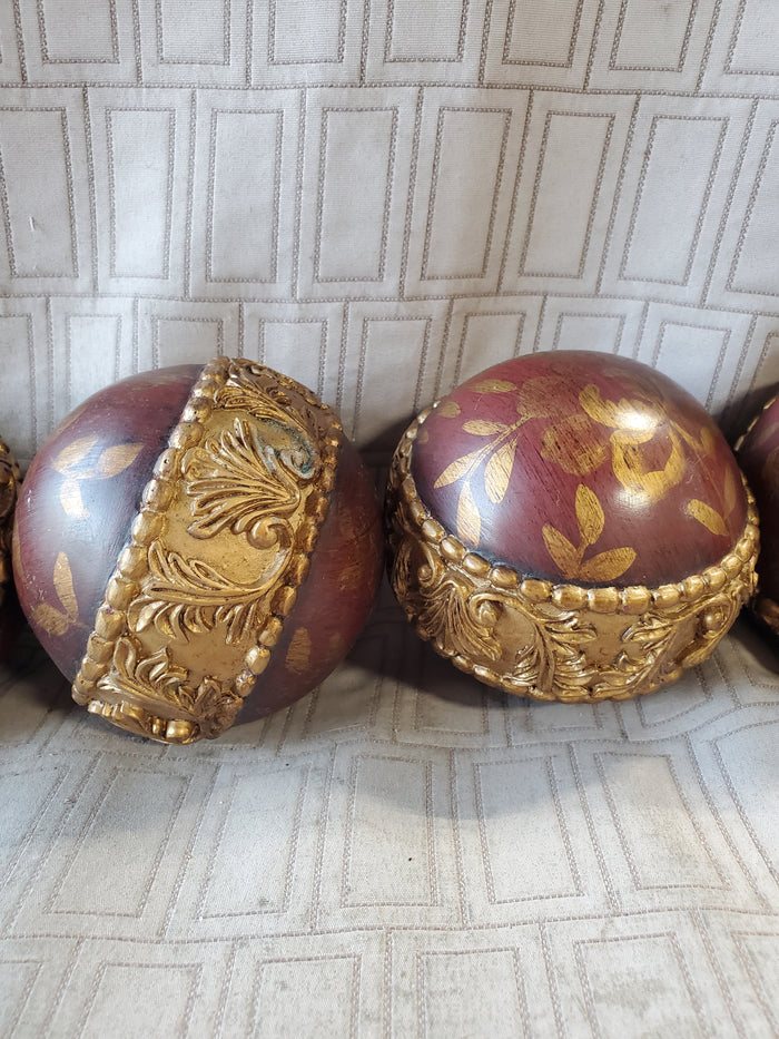 Set of 9 Resin Ornate Decorative Spheres