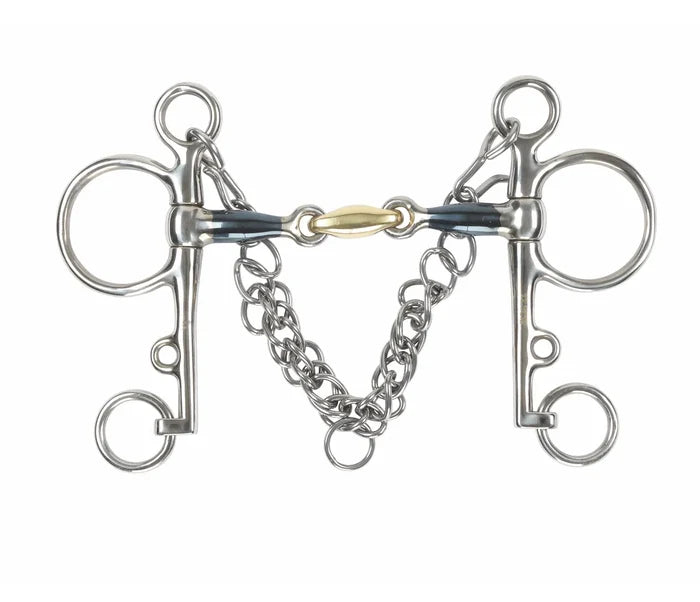 Shires Blue Sweet Iron Pelham with Brass Lozenge BIt
