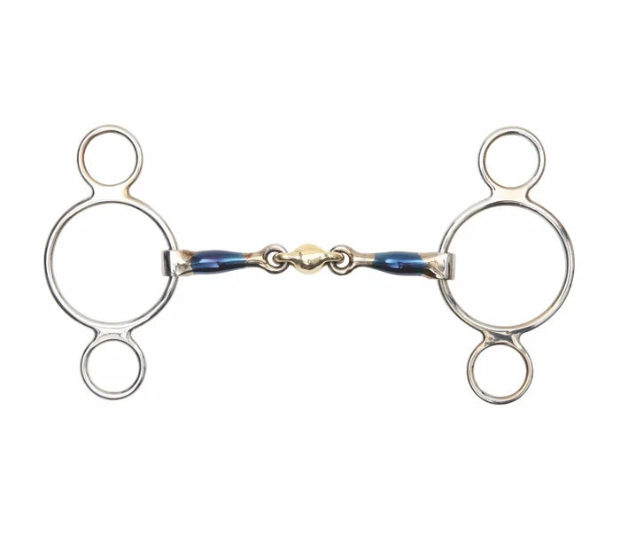Shires Blue Sweet Iron Two Ring Gag with Lozenge Bit