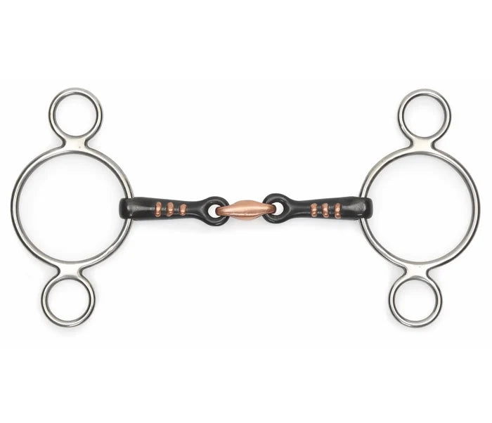 Shires Two Ring Sweet Iron Gag with Raised Ribs Bit